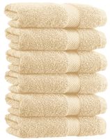 White Classic Luxury Hand Towels | Cotton Hotel spa Bathroom Towel | 16x30 | 6 Pack | Beige