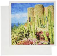 3dRose Western House With Cactus - Greeting Cards, 6 x 6 inches, set of 6 (gc_39596_1)