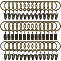 Topspeeder 42 Pack Curtain Rings with Clips Decorative Drapery Rustproof Vintage 1 Inch Interior Diameter Bronze Color