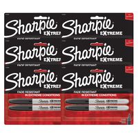Sharpie Extreme Permanent Markers, Fine Point, Black, 6 Packs of 2 (12 Markers)