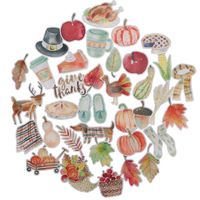 Navy Peony Cozy Thanksgiving Stickers (38 Pack) - Small, Cute, Waterproof and Durable | Aesthetic Autumn Decals for Water Bottles, Laptops, Scrapbook