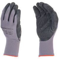 AmazonBasics Latex Coated Work Gloves, Nylon Liner Fiber, Grey, Size 9, L, 12-Pair