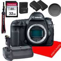 Canon EOS 5D Mark IV Full Frame DSLR Camera Body + Power Grip + 32GB Memory Bundle (8pcs)