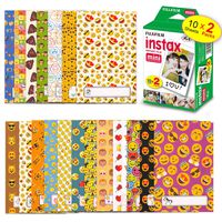 FujiFilm Instax Mini Instant Film 1 Pack - 20 Sheets + Fuji Mini 9 Emoji Sticker Frames for FujiFilm Instax Mini 9/8 Cameras