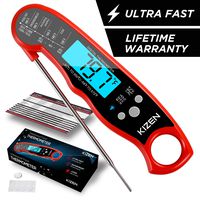 Kizen Instant Read Meat Thermometer - Best Waterproof Ultra Fast Thermometer with Backlight & Calibration. Kizen Digital Food Thermometer for Kitchen, Outdoor Cooking, BBQ, and Grill!