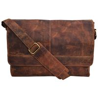 Genuine Leather Messenger Bag for Men and Women - 14 inch Laptop Bag for College Work Office by LEVOGUE (COGNAC VINTAGE)