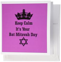 3dRose Set of 12 Greeting Cards, Image of Keep Calm Bat Mitzvah in Fuchsia/Black (gc_174438_2)