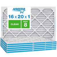 Aerostar Clean House 16x20x1 MERV 8 Pleated Air Filter, Made in the USA, 6-Pack