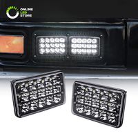 2pc 4x6 LED Headlights [45W] [H4 Socket] [Black-Finish] [High/Low Sealed Beam] H4652 H4666 H6545 H6054 H4651 H4656 4x6 LED Headlight for Peterbilt Kenworth Trucks Ford Van & More