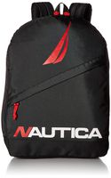 Nautica Men's Diagonal Zip Polyester Resistant Laptop Backpack, Black), One Size