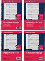 Adams Money and Rent Receipt Book, 2-Part Carbonless, 7-5/8" x 11", Spiral Bound, 200 Sets per Book, 4 Receipts per Page (SC1182) - 4 Pack