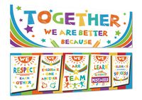 Chillake Inspirational Motivational Classroom Banner Decorations, 2 Pack Educational Classroom Decor Banners and Wall Decor for Teacher Students, Together We are Better 13x39 Inches (Fabric)