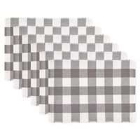 DII 5095  Buffalo Check Tabletop Collection, Placemat, Gray & White 6 Piece