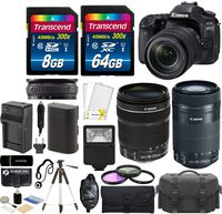 Canon EOS 80D DSLR 24.2MP Wi-Fi Camera Kit + EF-S 18-135mm is USM + 55-250mm is STM Lens + 64GB & 8GB Card + Case + Flash + Tripod + Grip + Spare Battery & Charger + Filters - 72GB Accessories Bundle