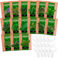 15 Culinary Herb Seed Vault - Heirloom and Non GMO - 4500 Plus Seeds for Planting for Indoor or Outdoor Herbs Garden, Basil, Cilantro, Parsley, Chives, Lavender, Dill, Marjoram, Mint, Rosemary, Thyme