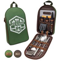 BOMKI 13 PC Grilling and Cooking Utensils for The Outdoors (Green (Mi))