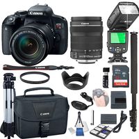 Canon EOS Rebel T7i with 18-135mm f/3.5-5.6 is STM + 32GB Memory + Camera Bag + TTL Speed Light + Pro Filters,(23pc Bundle)