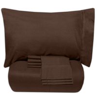 Sweet Home Collection 7 Piece Bed-In-A-Bag Solid Color Comforter & Sheet Set, King, Brown