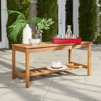 Walker Edison Furniture Company AZWLBCTBR Outdoor Patio Wood Rectangle Ladder Coffee Table All Weather Backyard Conversation Garden Poolside Balcony, 47 Inch, Brown