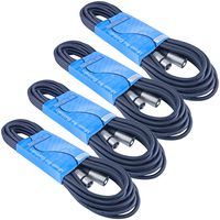 4 Pack 25 Foot Male to Female 3 Pin XLR Mic Microphone Cable