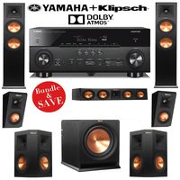Klipsch RP-260F 5.1.2 Dolby Atmos Home Theater Speaker System with Yamaha RX-A760BL 7.2-Ch A/V Receiver