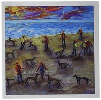 3dRose Greyhounds at Sunrise, gathering to play - Greeting Cards, 6 x 6 inches, set of 6 (gc_66351_1)