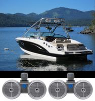 2 Rockville DWB65S Dual 6.5" Black 1200w Marine Wakeboard Tower Speaker Systems