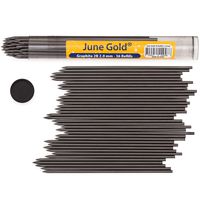 June Gold 36 Pieces, 2.0 mm 2B Lead Refills, Extra Bold Thickness, Break Resistant Lead/Graphite