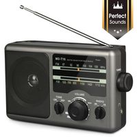 AM FM Portable Radio Battery Operated Radio by 4X D Cell Batteries Or AC Power Transistor Radio with and Big Speaker, Standard Earphone Jack, High/Low Tone Mode, Large Knob
