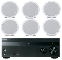 Sony 5.2-Channel 725-Watt 4K A/V Home Theater Receiver + Polk Easy-to-Install High-Performance Surround Sound 6.5" 2-Way in-ceiling Speaker System (Set Of 6)