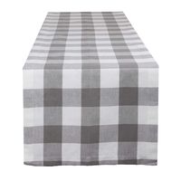 DII Buffalo Check Tabletop Collection, Table Runner, 14x108, Gray & White