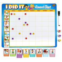 Learn & Climb Toddler Chore Chart - 63 Behavioral Chores as Potty Train, Behavior & More. "Thick Magnetic" Reward Chart Board/Tasks-for Multiple Kids