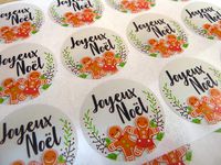 Pack of 30 Joyeuses Fêtes Joyeux Noël French Christmas Greeting Stickers, Colourful Self-Stick Labels for Cards, Envelopes, Craft, Decoration