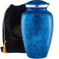 Adera Dreams Adult Cremation Urn for Human Ashes - Blue Forest Large Funeral Urn with Velvet Pouch - Full Size Burial Urn for Cremains