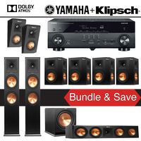 Klipsch RP-280F 7.1.2-Ch Reference Premiere Dolby Atmos Home Theater System with Yamaha AVENTAGE RX-A670BL 7.2-Ch 4K Network AV Receiver