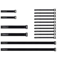 16 Pack Mixed Size Hook and Loop Reusable Fastening Cable Straps Tie by Wisdompro - Reusable, Durable Functional Ties to Keep Your Home, Office, Workspace from Tangled Messes of Cords