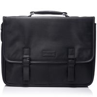Alpine Swiss Genuine Leather 15.6" Laptop Briefcase Flap Over Messenger Bag BLK