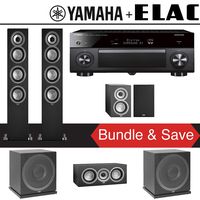 Elac Uni-Fi UF5 5.2-Ch Home Theater Speaker System with Yamaha AVENTAGE RX-A3080 9.2-Channel 4K Network A/V Receiver