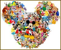 Disney Character Collage - For Dark-Colored Materials - Iron On Heat Transfer 8" x 6.5"