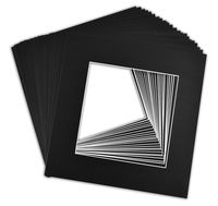 Golden State Art, Pack of 25, 12x12 Black Picture Mats Mattes with White Core Bevel Cut for 8x8 Photo