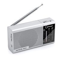 Portable AM FM Weather Radio Pocket Radio Personal Transistor Radio Battery Operated by 2 AA Batteries, with Silver, Retractable Antenna, Standard Stereo Earphone Jack, Best Sounds Quality Speaker