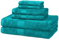 AmazonBasics 6-Piece Fade-Resistant Bath Towel Set - Teal