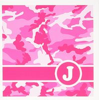 3dRose Cute Pink Camo Camouflage Letter J - Greeting Cards, 6 x 6 inches, set of 6 (gc_165832_1)