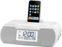 Sangean RCR-10 FM-RDS (RBDS) / AM / Aux-in Digital Tuning Atomic Clock Radio Compatible with 30 Pin iPod or iPhone (White) WITH FREE BLUETOOTH MUSIC RECEIVER