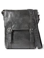 LEATHER ARCHITECT-Men's 100% Leather Cross over Messenger Bag-Black