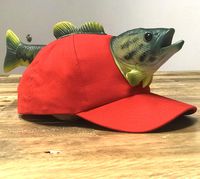 Crazy Bass Fishing Hat - Cotton Baseball Cap with Novelty 3D Pop-Out Fish Design - Funny Fishing Gift - Snapback One Size Fits All for Men, Women and Boys and Girls
