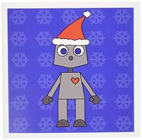 3dRose Robot Santa Blue Snowflake Design - Greeting Cards, 6 x 6 inches, set of 6 (gc_6361_1)