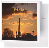 3dRose A Paris Sunset With The Eiffel Tower - Greeting Cards, 6 x 6 inches, set of 6 (gc_123225_1)