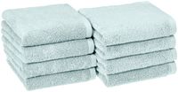 AmazonBasics Quick-Dry Hand Towels, 100% Cotton, Set of 8, Ice Blue