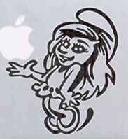 80'S CARTOON SMURFETTE VINYL STICKERS SYMBOL 5.5" DECORATIVE DIE CUT DECAL FOR CARS TABLETS LAPTOPS SKATEBOARD - BLACK
